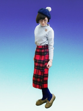 「タータンチェック」｜Ａｈａ* さん（レディース・159cm）の冬コーディネート