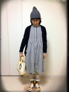 yuka o使用「BEAMS BOY（LEUCHTFEUER / RIB WATCH CAP☆）」的時尚穿搭