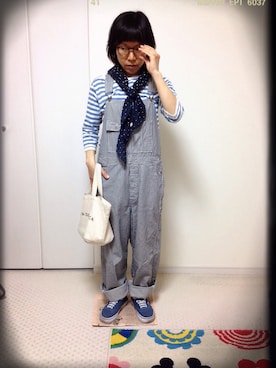 「orslow」｜「アイテム（サロペット/オーバーオール）」を使った、yuka oさん（レディース・151cm）の春コーディネート