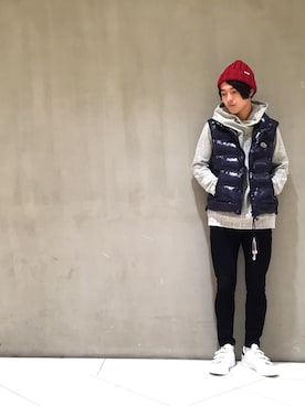 「Lui's（ルイス）のアイテム（ニットキャップ/ビーニー）」を使った、イリザワさん（メンズ・170cm）の秋コーディネート