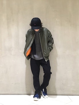 「アイテム（MA-1）」を使った、イリザワさん（メンズ・170cm・20代）の秋コーディネート