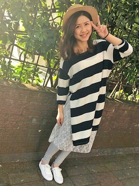 「QUEEN SHOP（クイーンショップ）のアイテム（帽子）」を使った、QUEEN SHOPさん（レディース・160cm）の春コーディネート