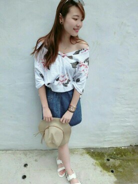 「QUEEN SHOP（クイーンショップ）のアイテム（帽子）」を使った、QUEEN SHOPさん（レディース・160cm）の春コーディネート