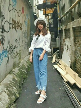 「QUEEN SHOP（クイーンショップ）のアイテム（帽子）」を使った、QUEEN SHOPさん（レディース・160cm）の春コーディネート