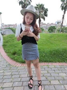 「QUEEN SHOP（クイーンショップ）のアイテム（帽子）」を使った、QUEEN SHOPさん（レディース・160cm）の春コーディネート