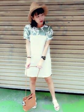 「QUEEN SHOP（クイーンショップ）のアイテム（帽子）」を使った、QUEEN SHOPさん（レディース・160cm）の夏コーディネート