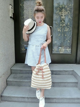 「QUEEN SHOP（クイーンショップ）のアイテム（帽子）」を使った、QUEEN SHOPさん（レディース・160cm）の夏コーディネート