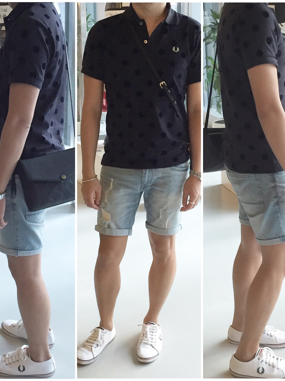 「casual、black、dot、denim、autumn、hkboy、LouisVuitton、FRED PERRY、POLO、cool」｜「cotton onのアイテム（デニムパンツ、ブルー系）」を使った、Li Alphaさん（メンズ・167cm）の秋コーディネートの1枚目の写真