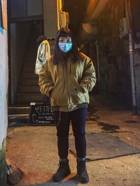 「working style」｜「アイテム（ダウンジャケット/コート）」を使った、Tae Diさん（レディース・150cm）の秋コーディネート