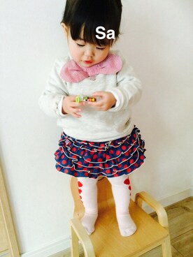 「fafa（フェフェ）のアイテム（パンツ）」を使った、さくら❀さん（キッズ・80cm）の冬コーディネート