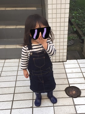 「長靴」｜「アイテム（サロペット/オーバーオール）」を使った、natweetyさん（キッズ・80cm）の春コーディネート