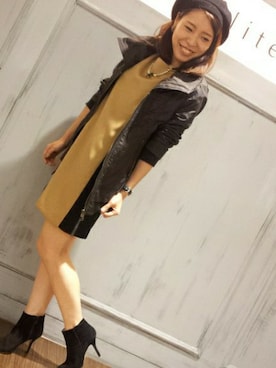 「qualite（カリテ）のアイテム（帽子）」を使った、suguroさん（レディース・159cm）の秋コーディネート