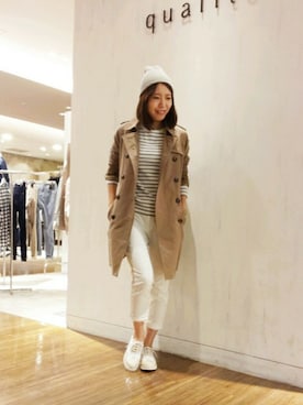 「qualite（カリテ）のアイテム（帽子）」を使った、suguroさん（レディース・159cm）の秋コーディネート