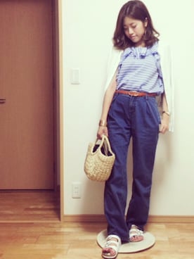 「SQUOVAL（スクオーバル）のアイテム（シューズ）」を使った、kasumi さん（レディース・163cm）の夏コーディネート