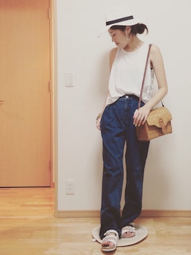 「SQUOVAL（スクオーバル）のアイテム（シューズ）」を使った、kasumi さん（レディース・163cm）の夏コーディネート