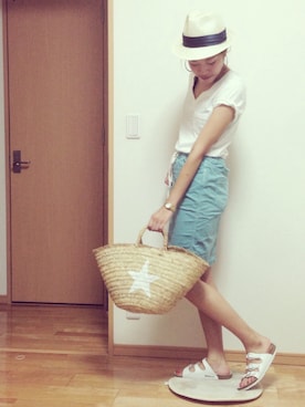 「SQUOVAL（スクオーバル）のアイテム（シューズ）」を使った、kasumi さん（レディース・163cm）の夏コーディネート