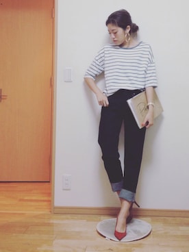 「TALKING ABOUT THE ABSTRACTION（トーキング　アバウト　ジ　アブストラクション）のアイテム」を使った、kasumi さん（レディース・163cm）の秋コーディネート
