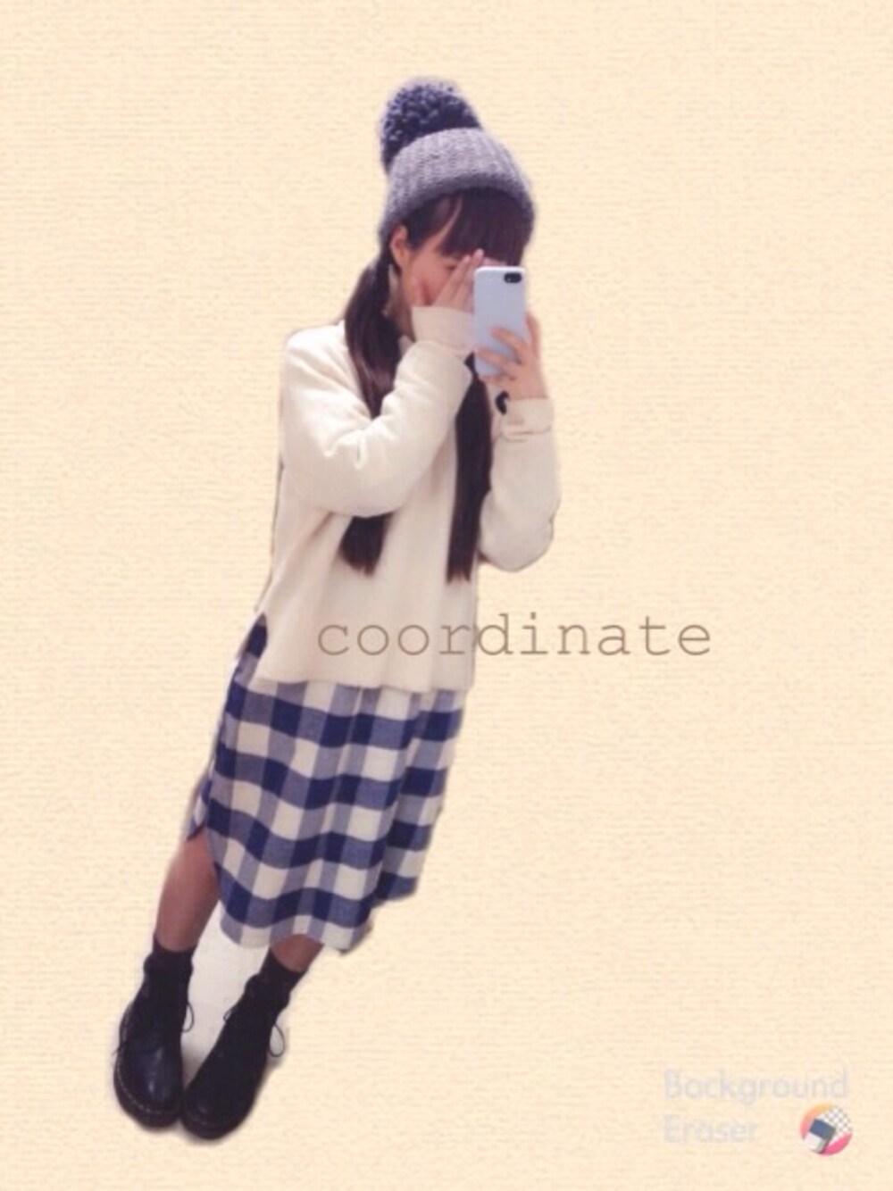 「earth music&ecologyのアイテム（ニット/セーター、ホワイト系）」を使った、ｓｈｉｎさん（レディース・145cm）の冬コーディネートの1枚目の写真