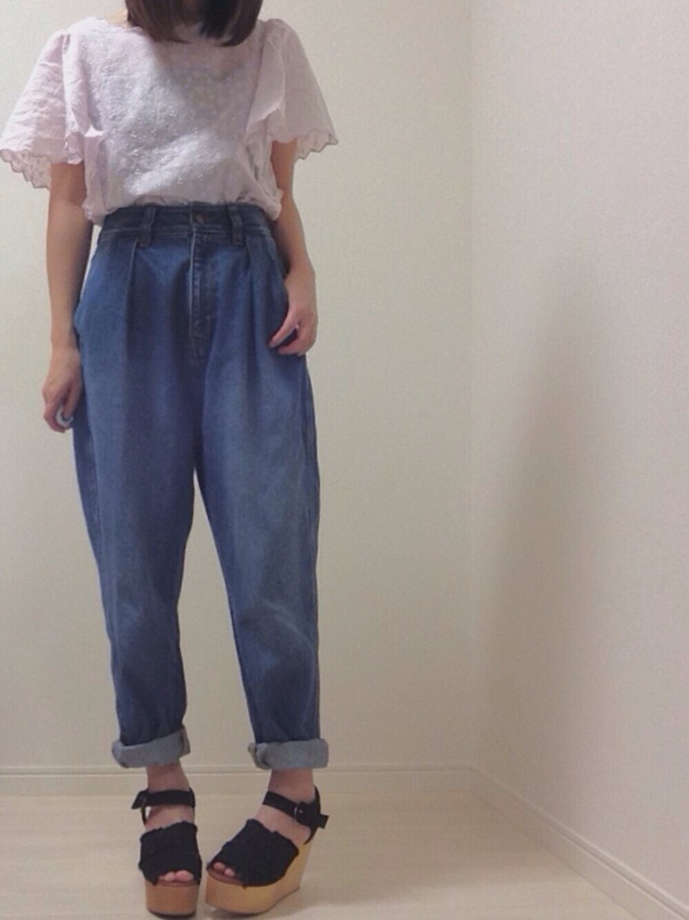 「w closetのアイテム（シャツ/ブラウス、パープル系）」を使った、ｓｈｉｎさん（レディース・145cm）の夏コーディネートの1枚目の写真