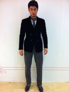 「GIORGIO ARMANI」｜「アイテム（ジャケット/アウター）」を使った、Isaac さん（メンズ・187cm）の冬コーディネート