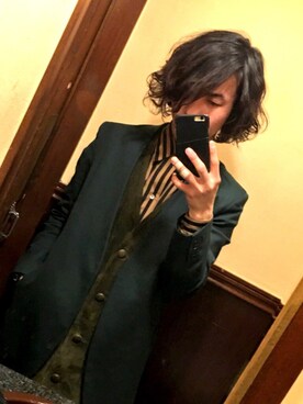 「my beautiful landlet（マイビューティフルランドレット）のアイテム（スラックス）」を使った、カビココアさん（メンズ・168cm）の春コーディネート