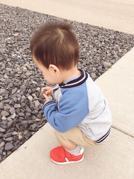 「babyGAP（babyGAP）のアイテム（シューズ）」を使った、jasoncai さん（キッズ・74cm）の秋コーディネート