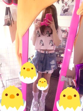 「リメイクデニム」｜「アイテム（スカート）」を使った、ほ り たさん（レディース・153cm）の夏コーディネート
