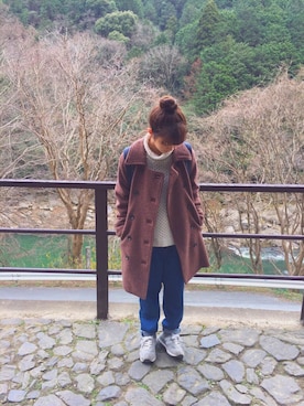 「NICE CLAUP（ナイスクラップ）のアイテム（ピーコート）」を使った、くまさんさん（レディース・153cm）の冬コーディネート