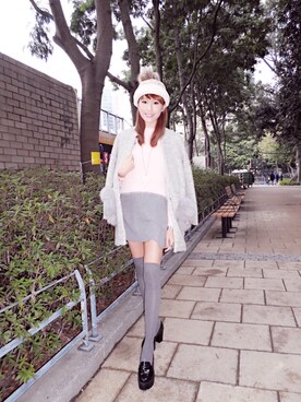 「STYLE」｜「アイテム（ノーカラージャケット）」を使った、Cady Lamさん（レディース・170cm）の冬コーディネート