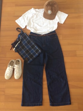 「帽子」｜「アイテム（クラッチバッグ）」を使った、sachiさん（レディース・155cm）の秋コーディネート