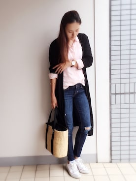 「UNIQLO（ユニクロ）のWOMEN プレミアムリネンシャツ（長袖）A（シャツ/ブラウス）」を使った、na_formiさん（レディース・159cm）の夏コーディネート