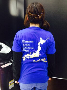 「しゃちほこツアーTシャツ（Tシャツ/カットソー、ブルー系）」を使った、ぱるさん（レディース・152cm）の春コーディネート