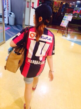 「ユニホーム（Tシャツ/カットソー、ピンク系）」を使った、ぱるさん（レディース・152cm）の夏コーディネート