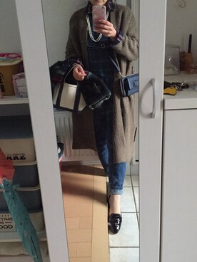 「コーディガン」｜「アイテム（オールインワン・サロペット）」を使った、rakkoさん（レディース・153cm）の秋コーディネート
