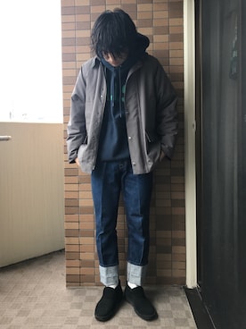 「soe（ソーイ）のアイテム（その他アウター）」を使った、suzuki takeyukiさん（メンズ・173cm）の秋コーディネート