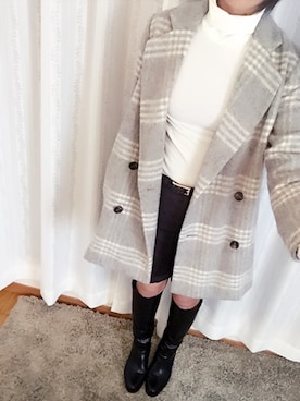 「abcdevol（エービーシーディーイーボル）のアイテム（ブーツ）」を使った、asuさん（レディース・156cm）の冬コーディネート