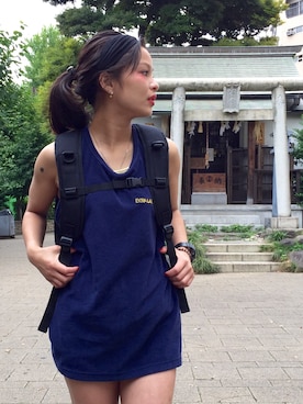 「アイテム（タンクトップ）」を使った、アッコさん（レディース・152cm・20代）の夏コーディネート