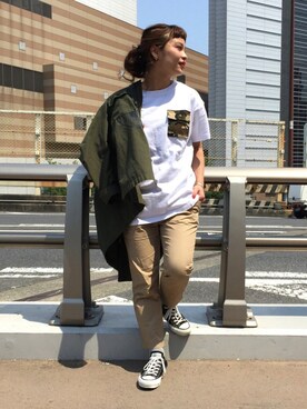 「CONVERSE ADDICT（コンバースアディクト）のアイテム」を使った、アッコさん（レディース・152cm）の春コーディネート