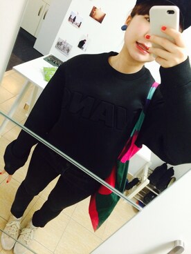 「Alexander Wang」｜「アイテム（スウェット）」を使った、Meggy Chloeさん（レディース・157cm）の冬コーディネート
