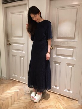 「ネイビー×ホワイト」｜「アイテム（サンダル）」を使った、chihiro saitoさん（レディース・169cm）の夏コーディネート