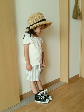 「SM2（エスエムツー）のアイテム（帽子）」を使った、kinakoさん（キッズ・100cm）の夏コーディネート