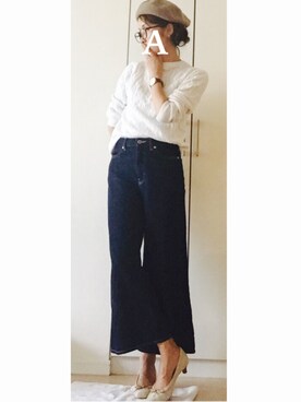 「SMELLY（スメリー）のアイテム（ピアス（両耳用））」を使った、NAnaさん（レディース・158cm）の秋コーディネート