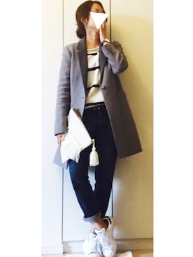 「SMELLY（スメリー）のアイテム（ピアス（両耳用））」を使った、NAnaさん（レディース・158cm）の秋コーディネート