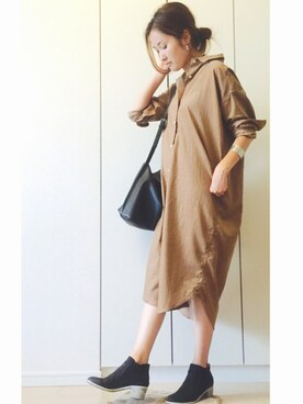 「Doシンプル部」｜「アイテム（シャツワンピース）」を使った、NAnaさん（レディース・158cm）の秋コーディネート