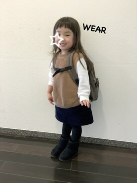 「キッズレギンス部」｜「アイテム（その他）」を使った、miumiuさん（キッズ・90cm）の冬コーディネート