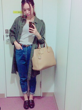 「khaki」｜「アイテム（シャツワンピース）」を使った、aiai*さん（レディース・163cm）の秋コーディネート