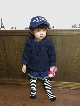 「1歳3ヶ月」｜「アイテム（スウェット）」を使った、SuzuMinaさん（キッズ・80cm）の冬コーディネート