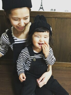 「1歳3ヶ月」｜「アイテム（サロペット/オーバーオール）」を使った、SuzuMinaさん（キッズ・80cm）の秋コーディネート
