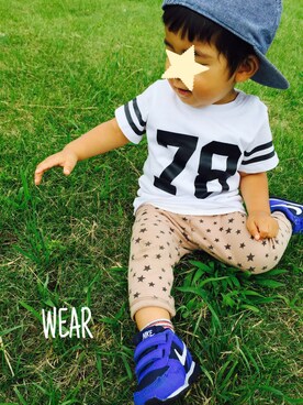 「OLD NAVY（オールドネイビー）のアイテム（帽子）」を使った、k★taさん（メンズ・80cm）の夏コーディネート