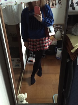 「Avail（アベイル）のアイテム（トップス、ブルー系）」を使った、maikoさん（レディース）の冬コーディネート